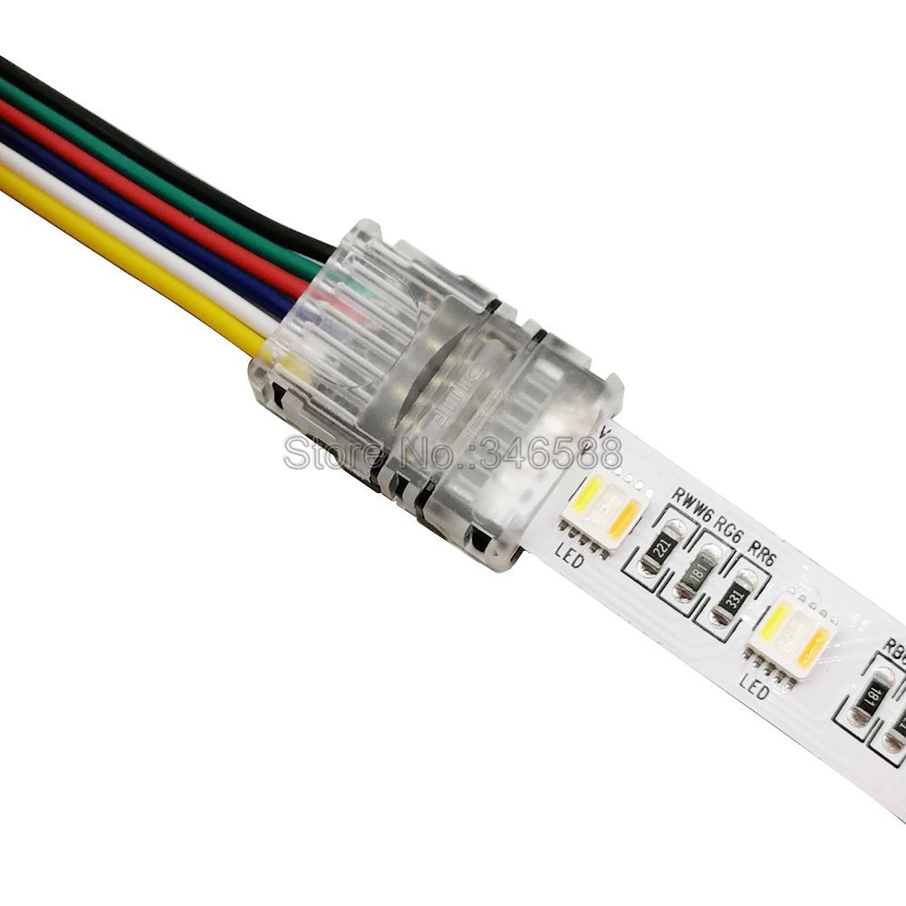 10pcs/lot 6Pin RGBCCT LED Strip Connector Strip To Wire Strip For Stripping Terminal For IP20 IP65 Waterproof 12mm RGB+CCT LED Strip