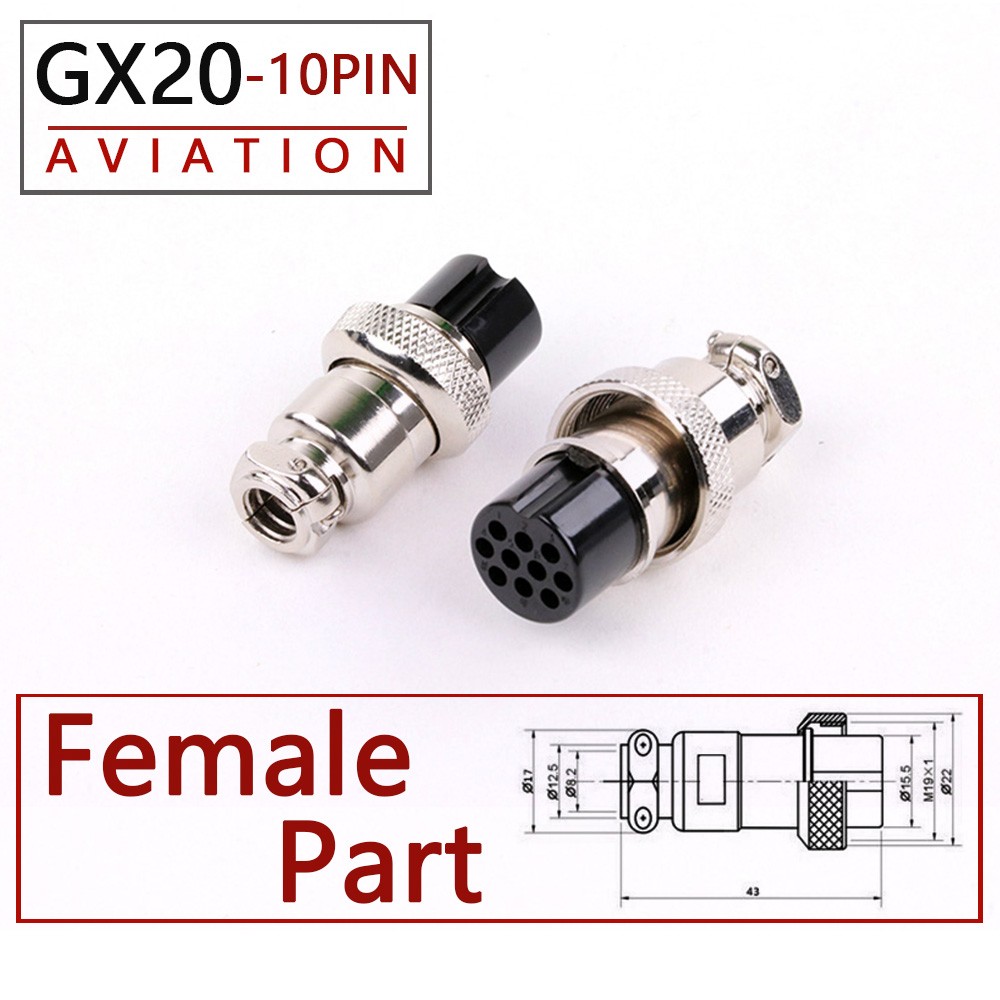 10pcs High Quality GX20 2/3/4/5/6/7/8/9/10/12/15 Pin Female 20mm Round Wire Flight Board Connector Socket Industrial Socket