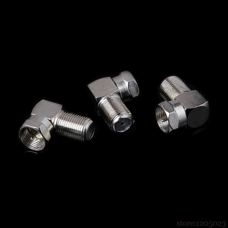 Copper F Male to F Female Socket Right Angle Adapter 90 Degree TV # RW1209 3 Pieces