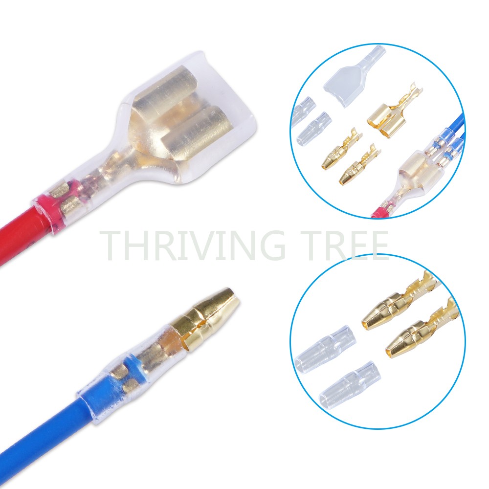 300PCS Bullet Terminal Car Electrical Wire Connector Diameter 4mm Male + Female 1 : 2 Transparent Sheath Crimping Kit with Box