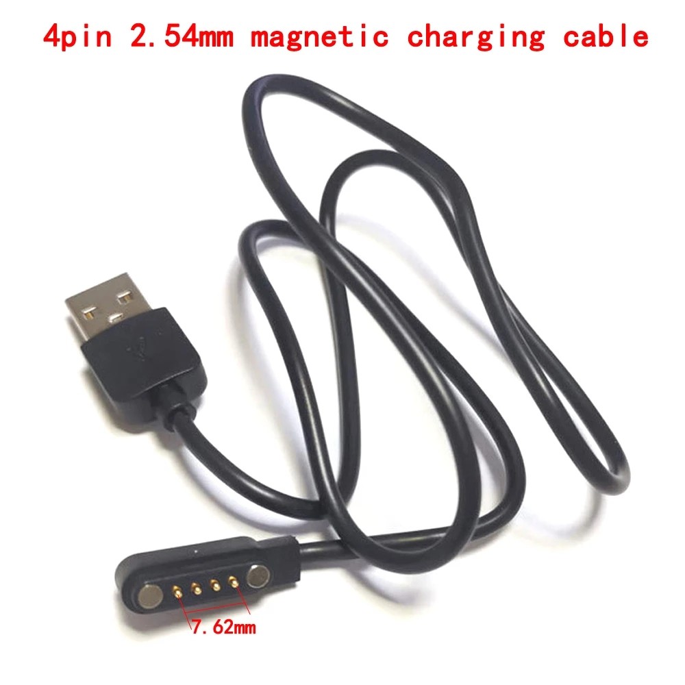 Free Shipping Magnetic Charging Cable USB 2.0 Male to 4P Pogo Magnetic Charger Cable Cord for Smart Watch GT88 G3 KW18 Y3 KW88