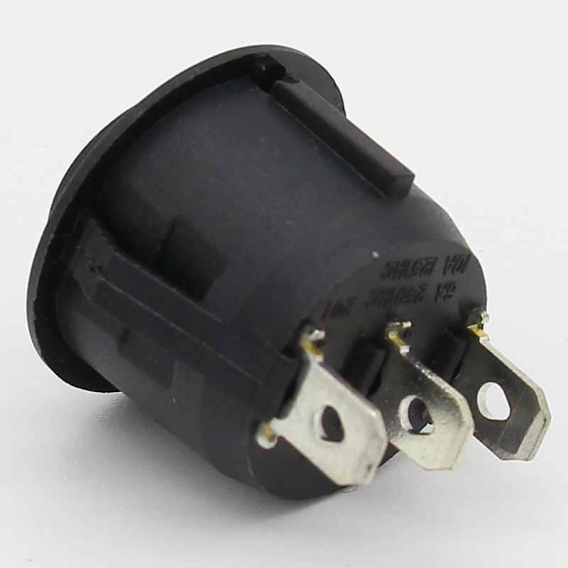 10pcs 23mm Black Round 3 Pin 10A/125V 6A/250V AC 3 Position SPDT ON-OFF-ON Rocker Switch Snap