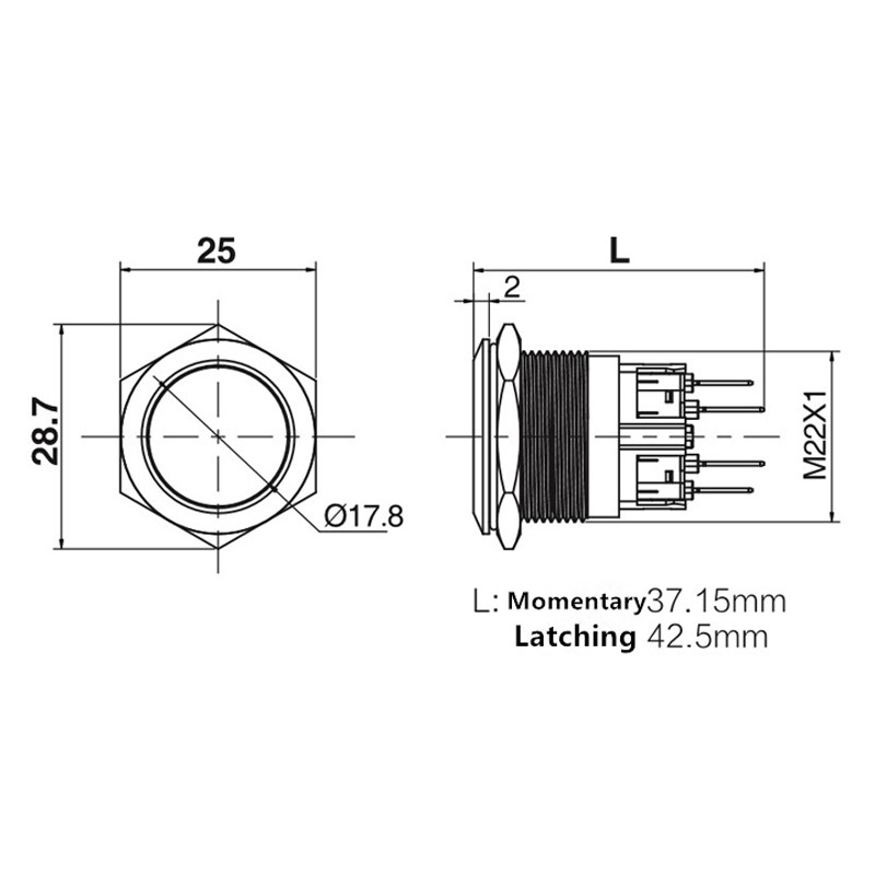 22mm Waterproof Momentary/Latching Stainless Steel Metal Door Bell Bell Horn Power Push Button Switch Auto Car Engine Start