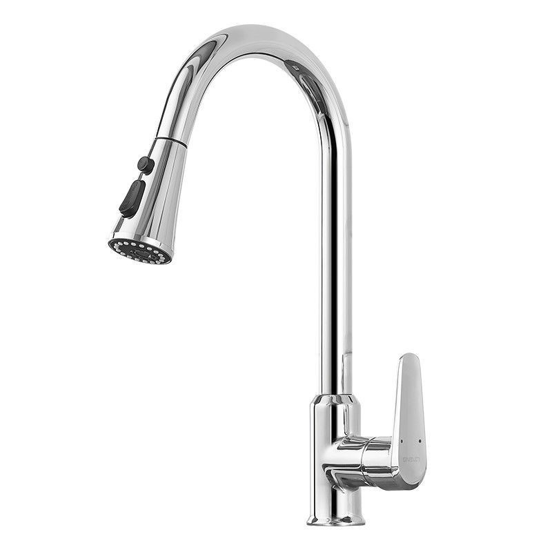 Stainless Steel Pull Out Faucet Hot and Cold Double Tube Rotate Wash Basin Faucet Telescopic Pull Down Kitchen Faucet