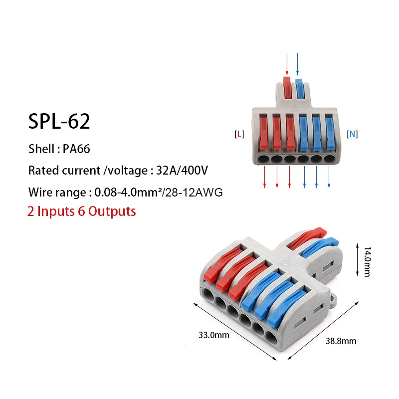 5/10pcs/lot SPL-42/62 Mini Quick Wire Connector Universal Wiring Cable Connector Push In Connector Terminal Block DIY You