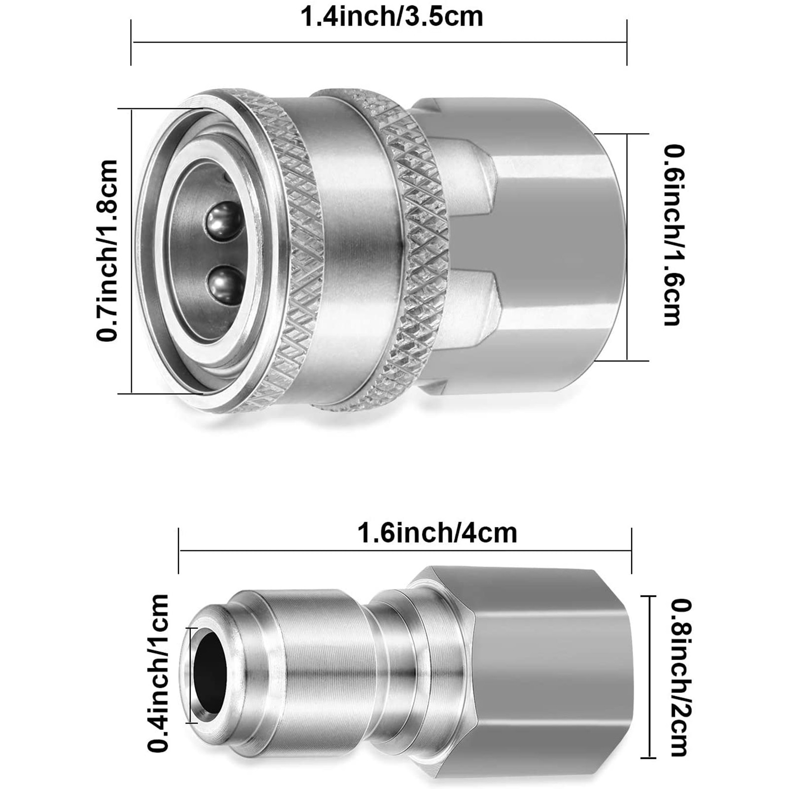 2 Set NPT 3/8 بوصة غسالة الضغط محول الفولاذ المقاوم للصدأ الذكور والإناث طقم توصيل سريع غسالة محول