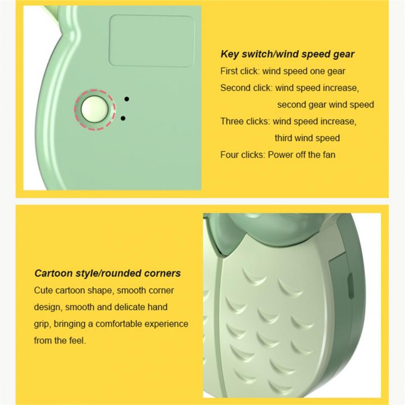 الصيف البومة نموذج مروحة يدوية مروحة الكرتون يده USB قابلة للشحن سطح المكتب المشجعين 3 وضع متعدد الوظائف مروحة برودة في الهواء الطلق مكتب