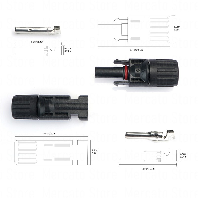 1Pair Male and Female Solar Connector Solar Solar Plug Cable Connectors for Solar Panels and Photovoltaic Systems