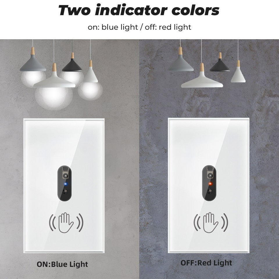 110V 220V 10A Smart Wall Light Switch Hand Sweep Sensor Glass Screen Panel Without Touch EU US Infrared Lights Sensor Switch