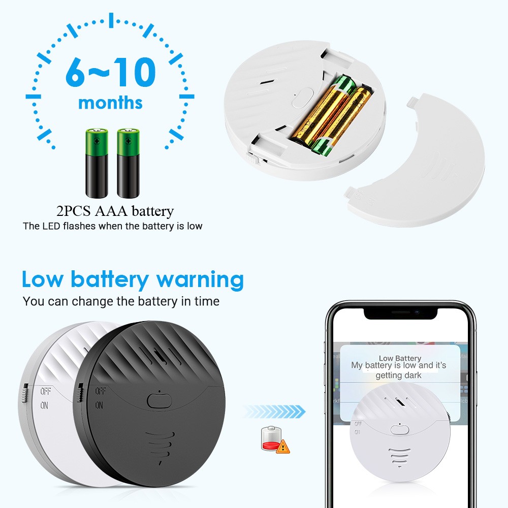 Elecpow Tuya Smart WiFi Door Alarm & Window Vibration Sensing Protection Security Protection Works with Alexa, Google, Smart Life