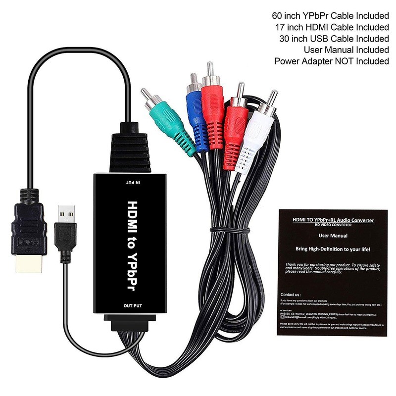 HDMI-Compatible YPBPR Converter Adapter 5RCA RGB Support 1080P Color Difference to RGB Converter 2M Converter Cable