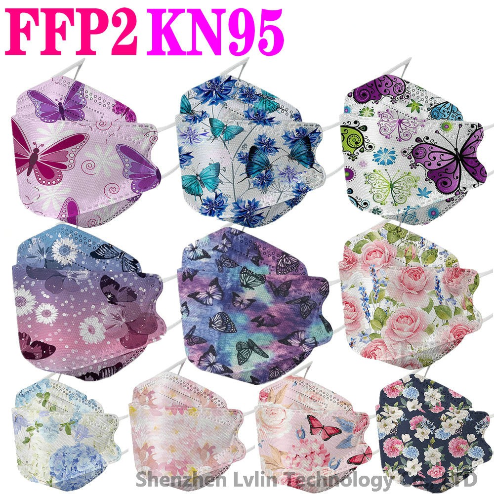 KN95 FFP2 CE 80 Unique Print Beauty Wholesale Fish Mask Mascarillas Protective Breathing Anti Fog Adult Colorful Masques