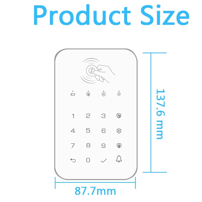 Wireless Smart Keypad Lock Touch Keypad Rfid Card Unlock White Home Security 433MHz Frequency Connect to Alarm Host