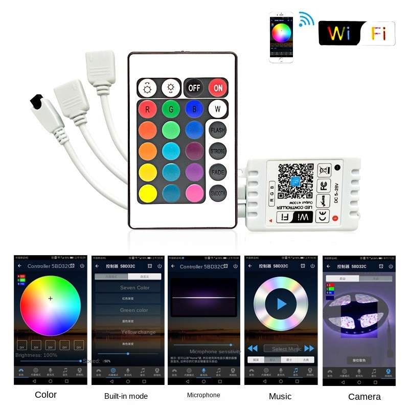 24 Keys LED RGB Controller DC12V IR Remote Control Dimmer for SMD 5050 RGB LED Strip Lights IR Remote Control Box with Battery