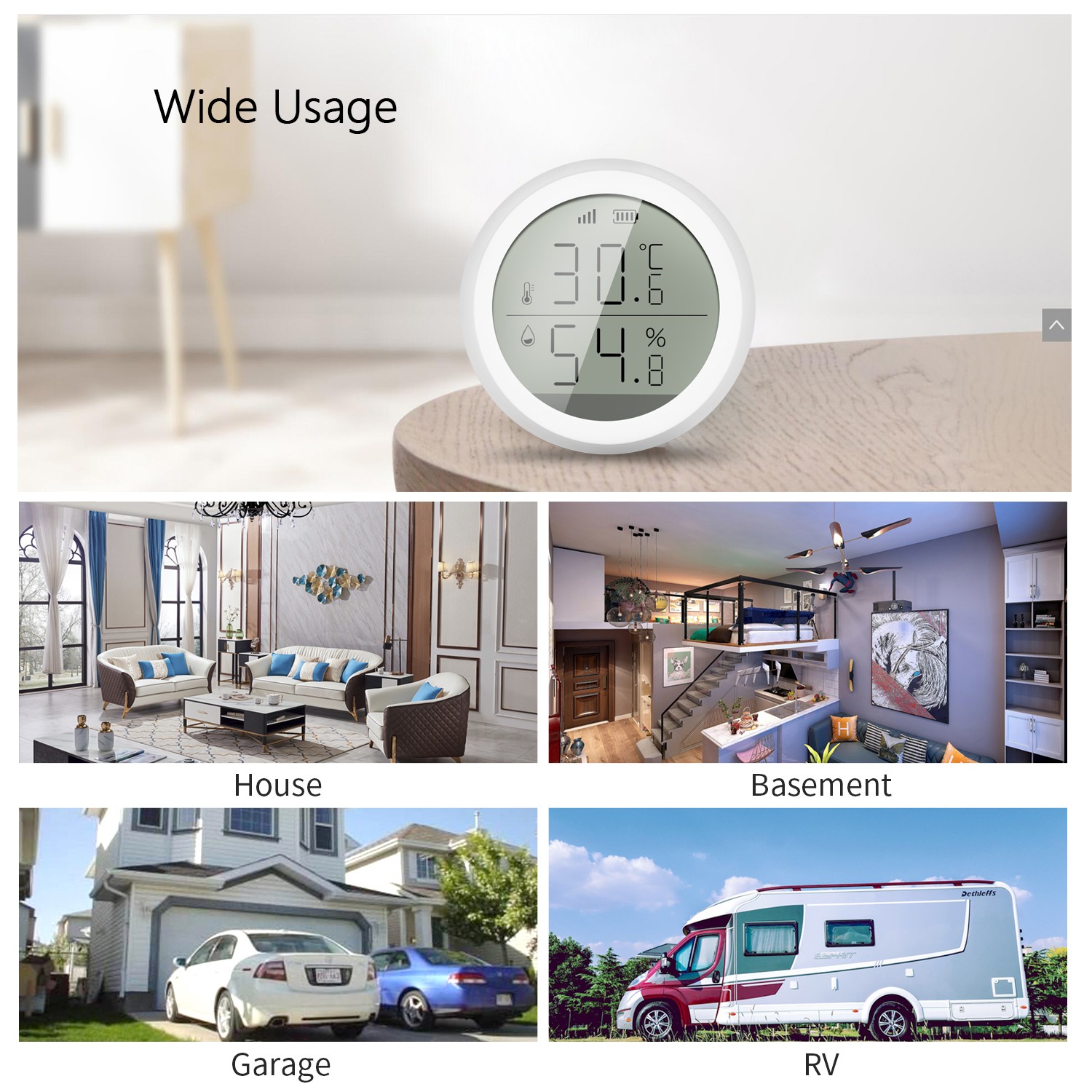 Tuya Zigbee Smart Home Temperature Humidity Sensor with LED Display Works with Google Assistant and Tuya Zigbee Hub