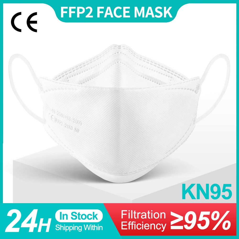 قناع سمك كوري أبيض للكبار KN95 Mascarillas 4 طبقات FFP2 Mascarilla FPP2 homology ada واقي الوجه ffp2fan CE Masque FFPP2