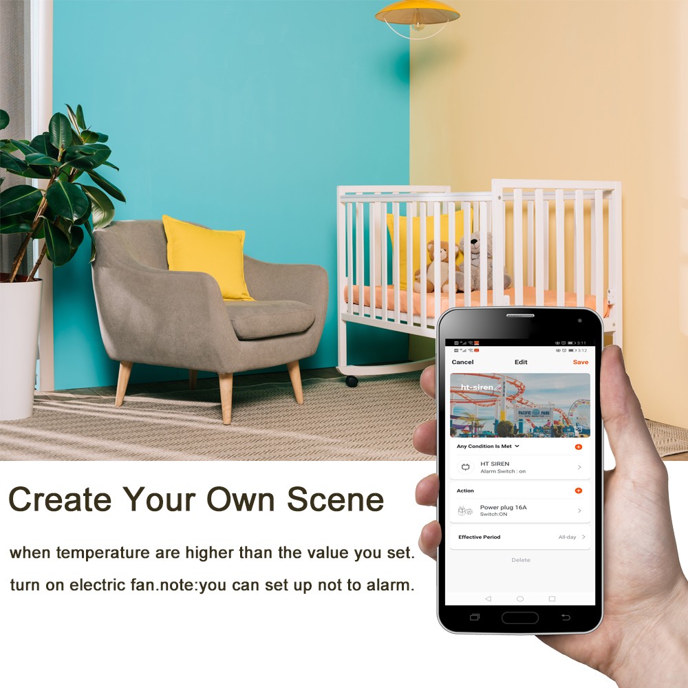 Haozee 3 in 1 WiFi Siren Connectivity with Temperature Humidity Sensor Tuya Smart Life Alexa Google Home