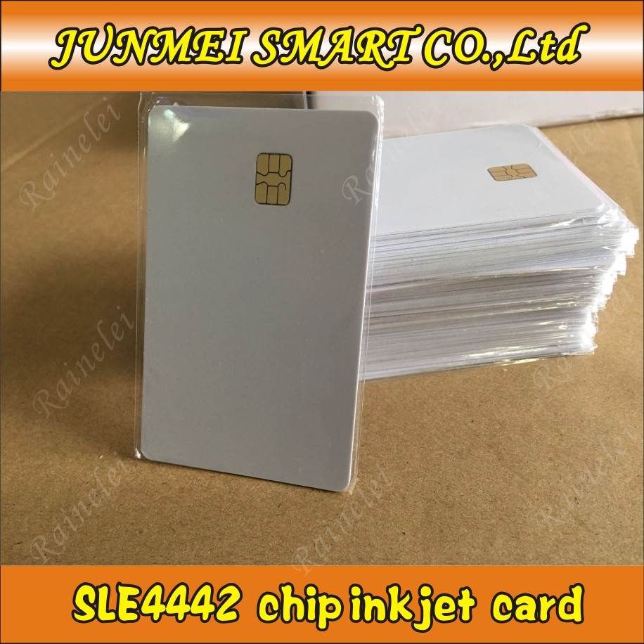 50pcs White Inkjet Printable Plastic IC With SLE 4442 Card ISO 7816 Blank Smart Contact IC Card For Epson/Canon Inkjet Printer