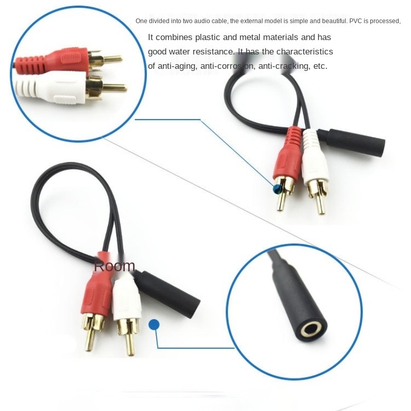 0.2m 3.5mm Stereo Female Plug to 2 Male RCA Jack Adapter Audio Y Cable Computer Speaker Cable