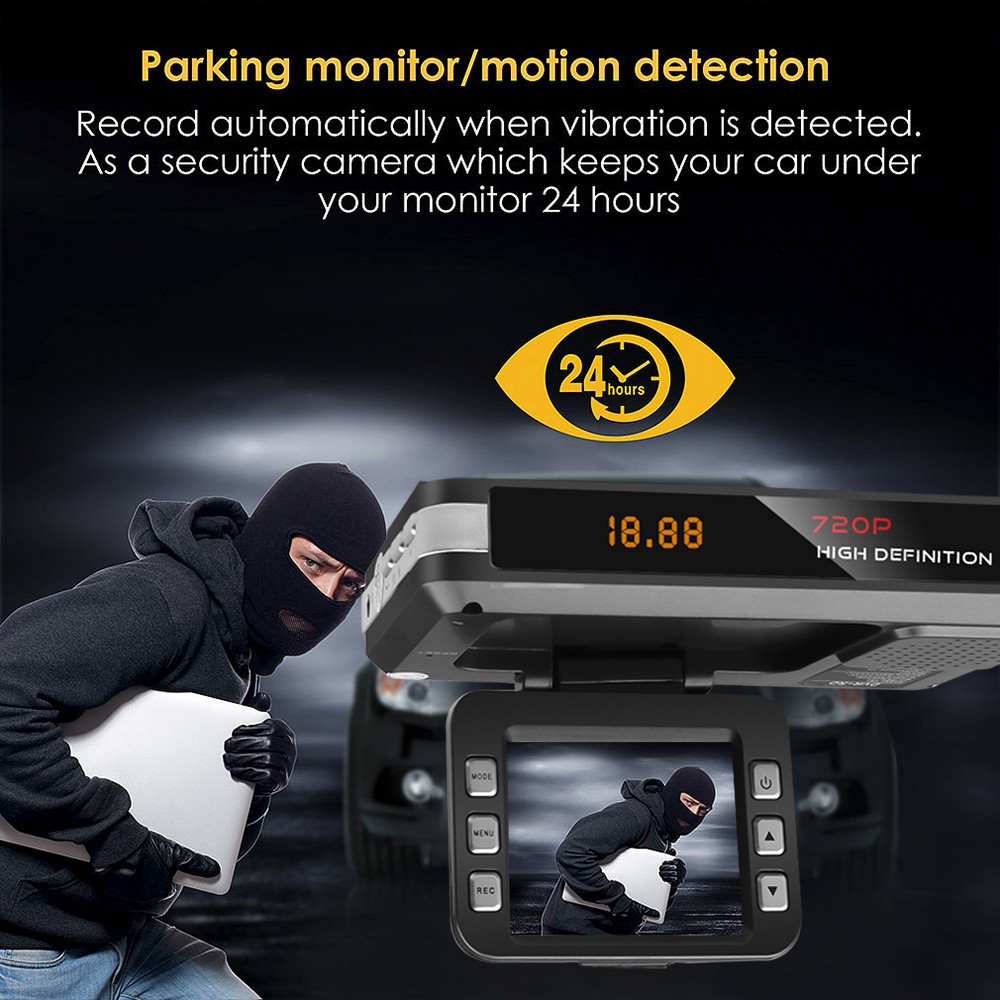 9V~24V DVR Video Recorder 2 in 1 Driving Camera Car Radar Detector Stream Detection 12 Languages ​​Car Dashboard Detector