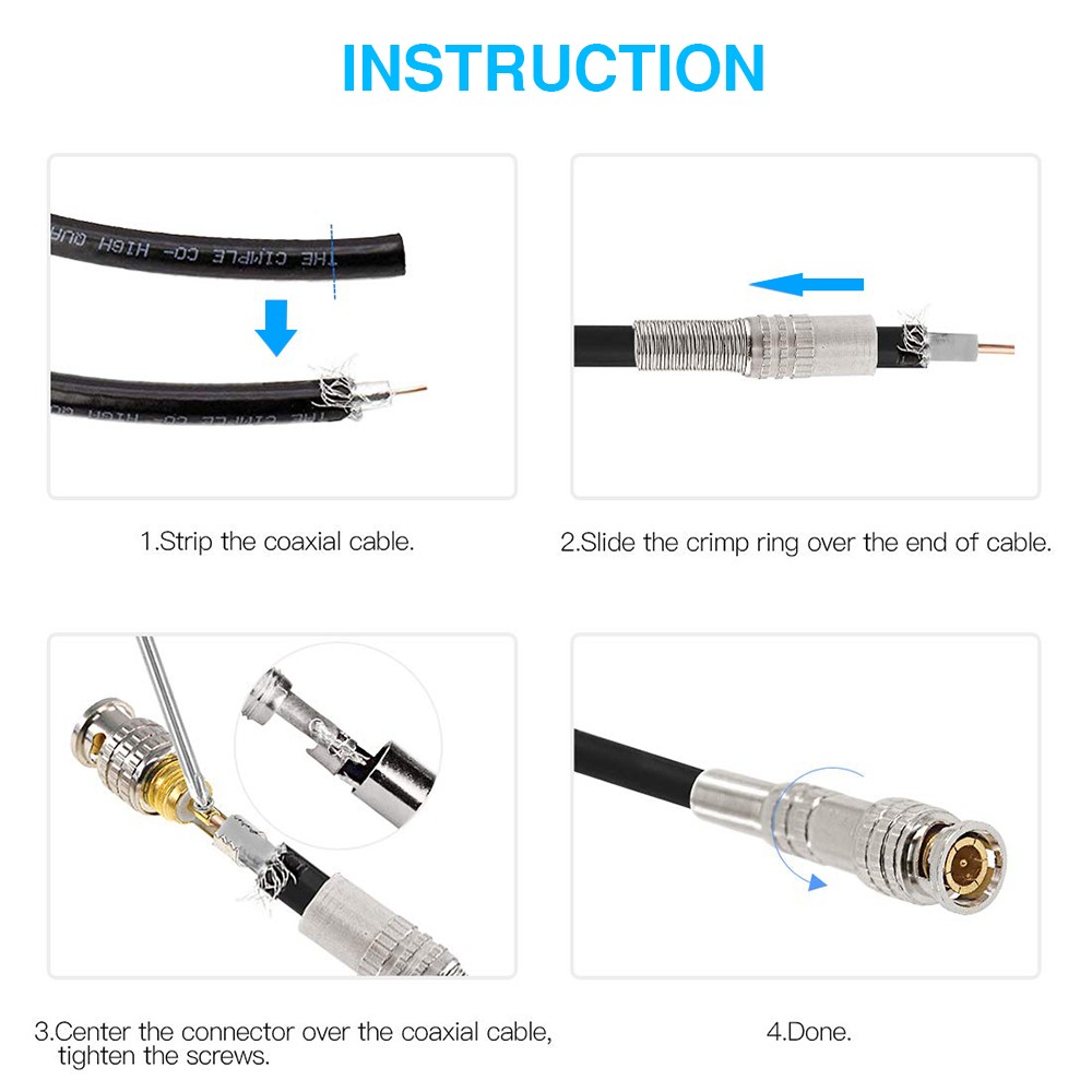 2pcs/5pcs/10pcs BNC JR-B25 Male Welding BNC Connector For Security Cctv Camera System Wired Cctv Camera Security System