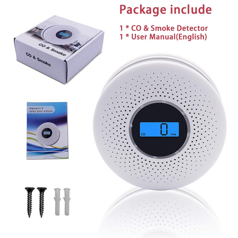 Smoke And Carbon Carbon Monoxide Detector Fire Protection Combination Smoke Co Alarm Built In Beep Battery Powered Easy To Install