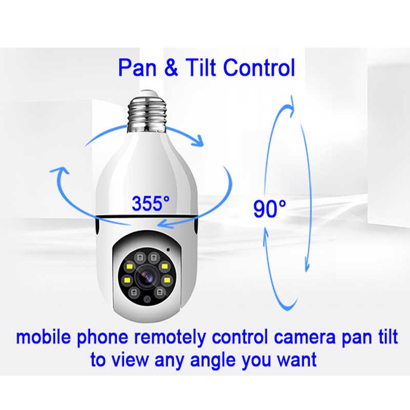 1080P اللاسلكية 360 تدوير السيارات تتبع كاميرا بانورامية ضوء لمبة واي فاي PTZ IP كاميرا مراقبة عن بعد الأمن E27 كام