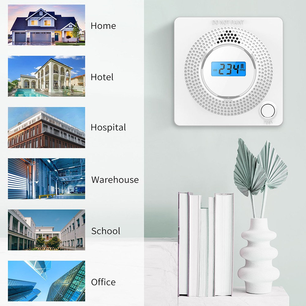 WiFi Carbon Monoxide Sensor Concentration LCD Display 85dB Siren Sound Co-detector Gas Alarm Tuya Smart Security Alarm Sensor