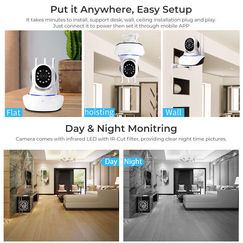 1080P PTZ Video Surveillance Wireless Camera With WiFi IP Camera Two Way Audio Security Smart Home Night Vision Baby Monitor