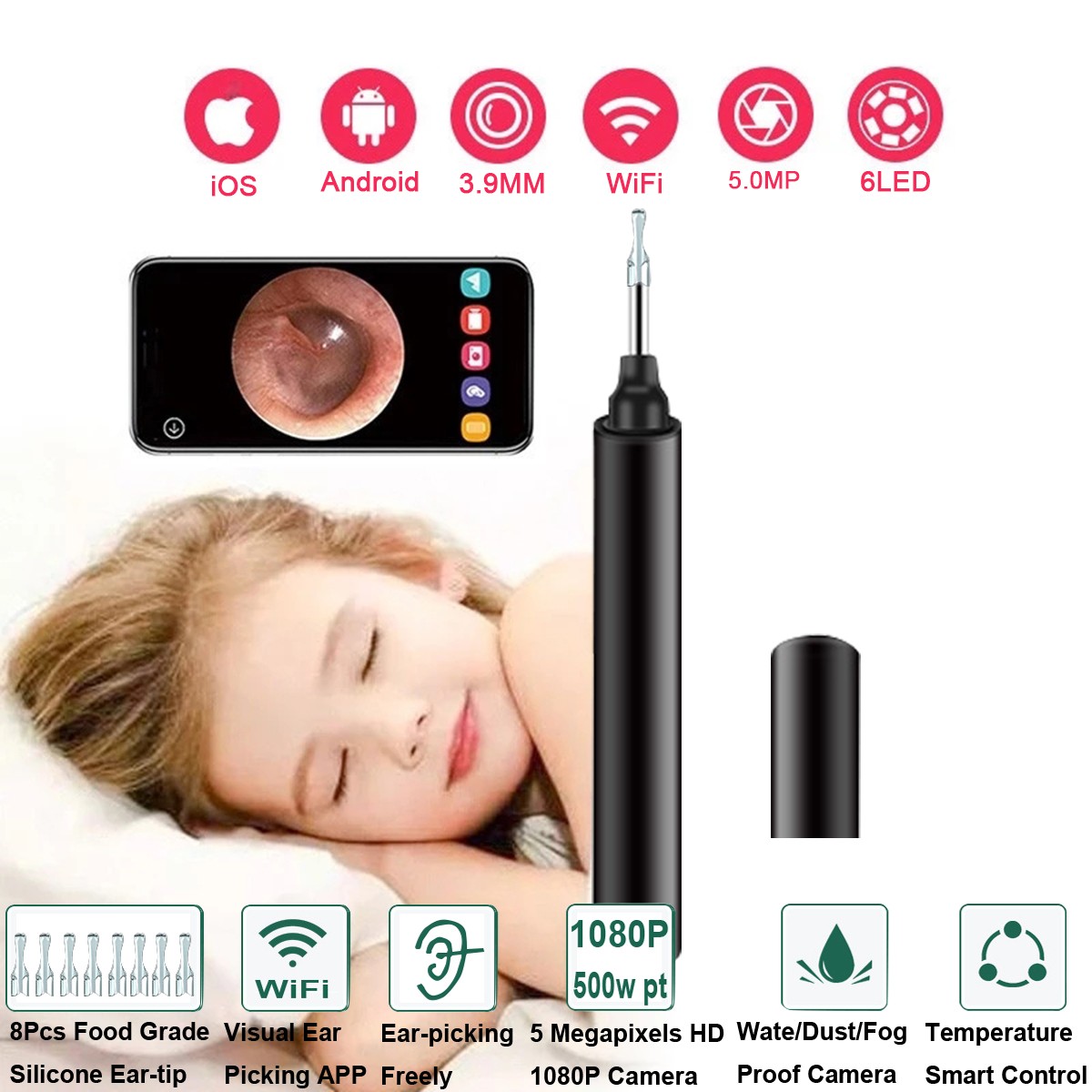 Bebird R1 R3 Smart Visual Ear Sticks Endoscope 300W High Precision Earpick Mini Camera Otoscope Health Care Ear Cleaner