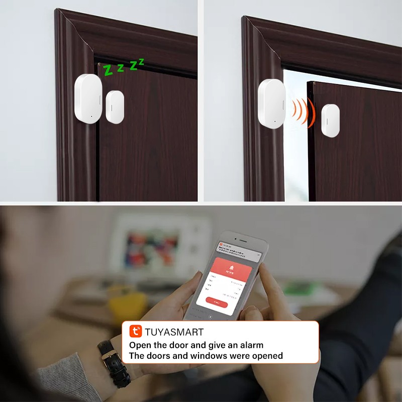 Tuya Smart Zigbee Door Sensor Wireless Smart Door Open/Closed Work Detection Compatible with Alexa Google Home Smart Life APP