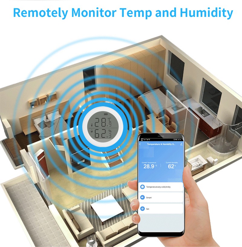 Tuya Smart life Zigbee-مستشعر درجة الحرارة والرطوبة ، مقياس حرارة داخلي مع شاشة LCD