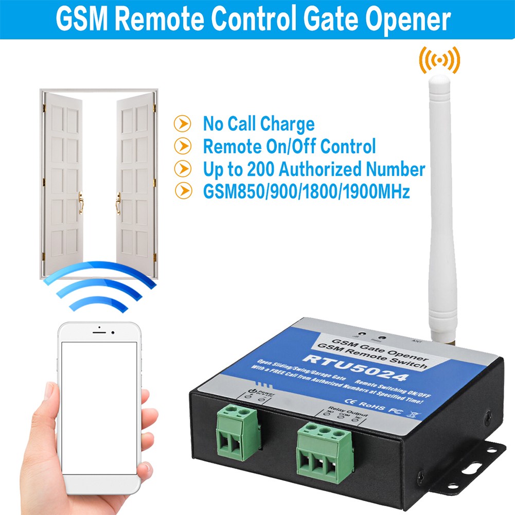 GSM Remote Control Opener Relay Switch RTU5024 Remote Control Door Opener For Sliding Swing Garage Gate