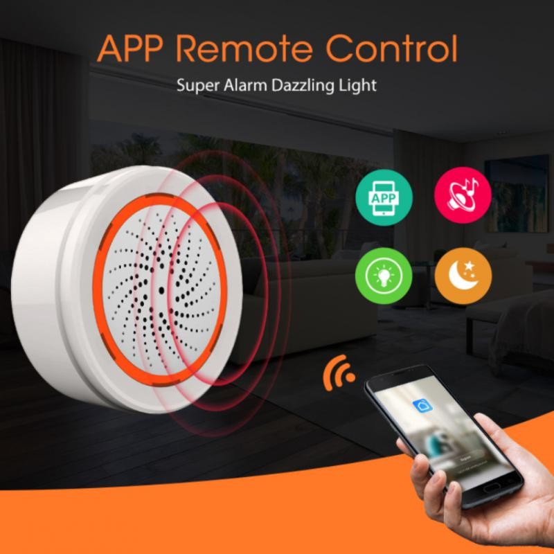 Aubess Siren Tuya Zigbee Alarm Built-in Siren Alarm Sensor 90dB Light Sound Home Security SmartLife Alarm Work With Gateway