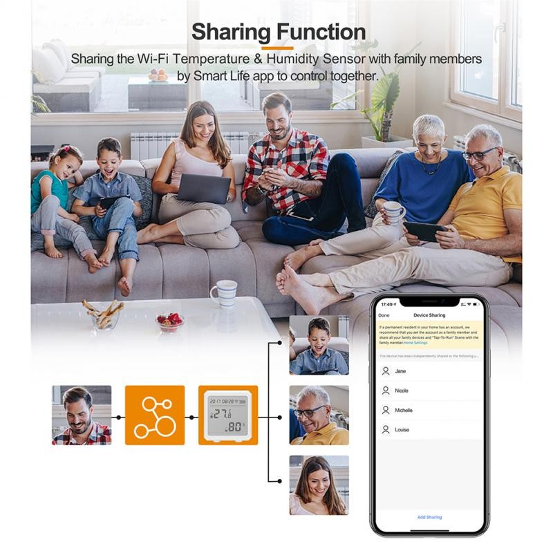 Tuya Zigbee WiFi Temperature Humidity Sensor Battery Power with LCD Screen Works with Alexa Google Home Smart Life