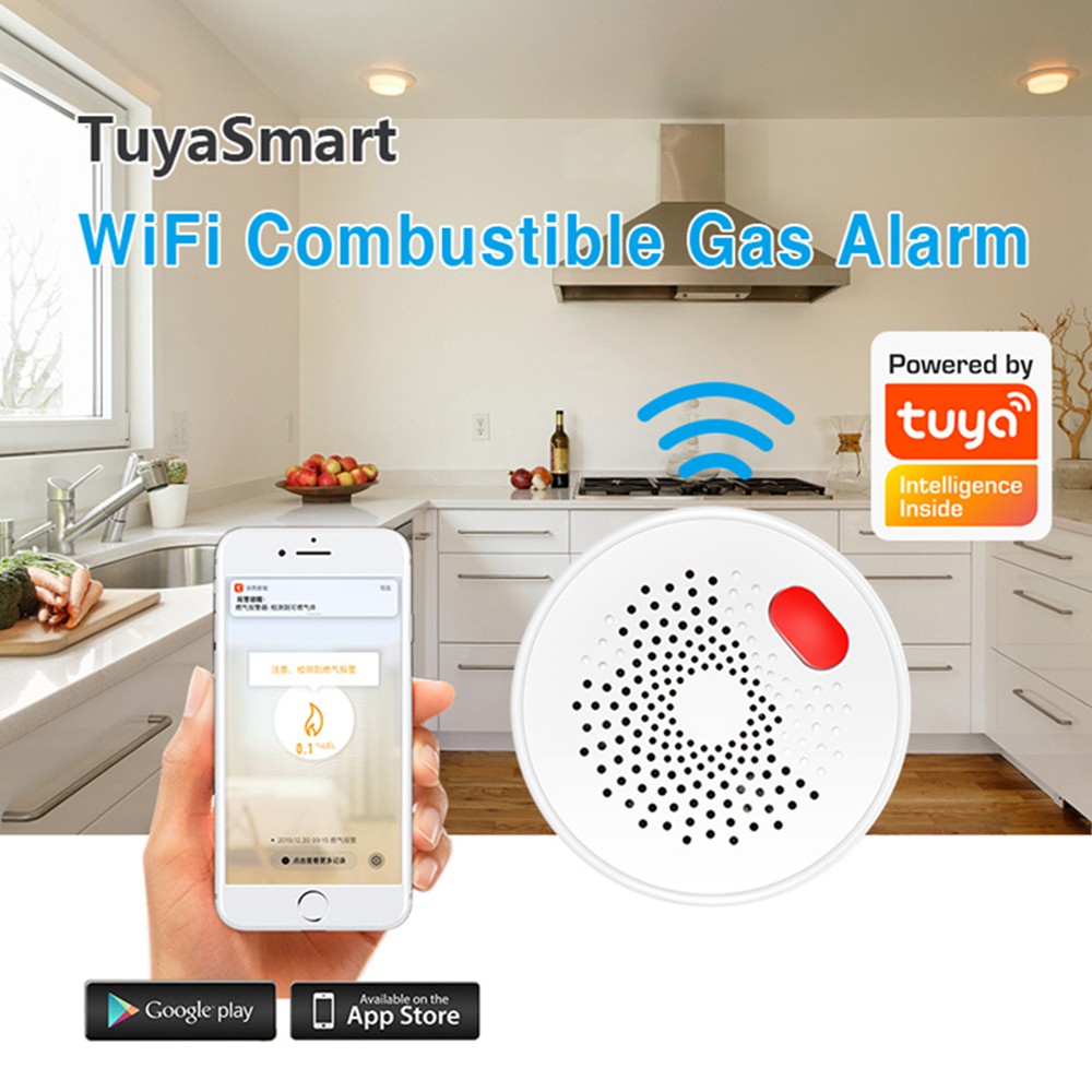 Tuya Wifi Smart Gas Leak Detector Natural Gas Safety Alarm Sensor Warning Leakage Sensor fire Safety EU US UK Plug Smart Home