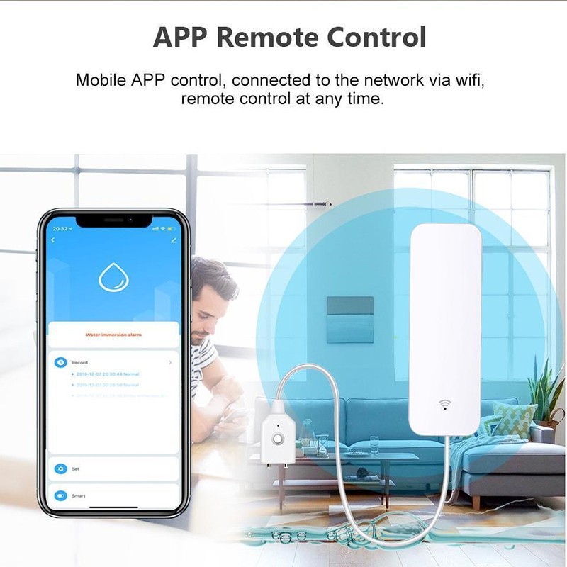 Tuya Wifi Smart Water Leakage Detector Water level  Sensor Water Leak Alert Smart Life Remote Control Home Security Alarm System