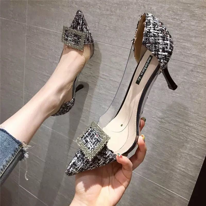 Luxury Women Pumps 2022 Transparent High Heels Sexy Pointed Toe Slip On Party Wedding Brand Elegant Shoes For Lady Size 34-43