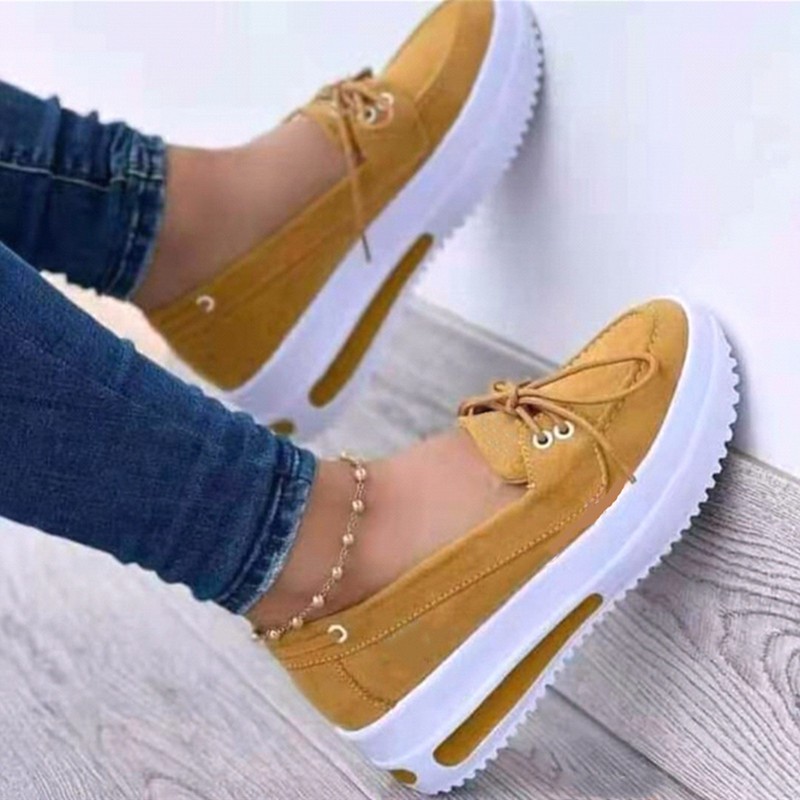 Women Shoes 2022 Platform Increase Casual Shoes Solid Color Round Toe Loafers Women Buckle Wedge Women's Shoes Zapatos De Mujer