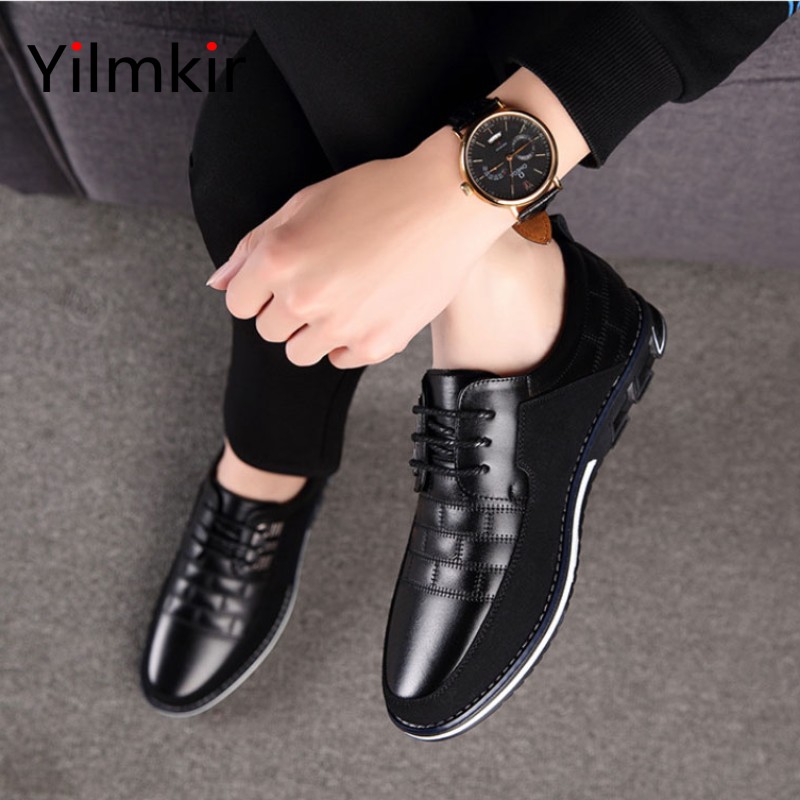 Fashion breathable men outdoor sports shoes leisure travel non-slip popular walking shoes all-match business office leather shoes