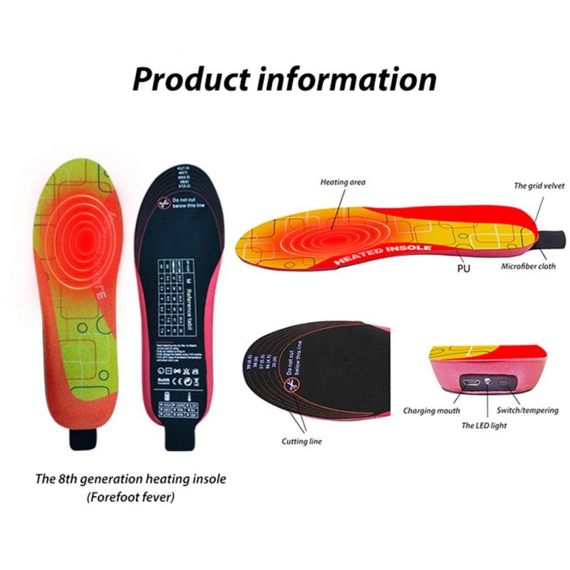 USB ساخنة نعال الحذاء قدم الدافئة جورب وسادة التدفئة الكهربائية النعال الحرارية الشتاء نعل للجنسين اللاسلكية ضبط درجة الحرارة