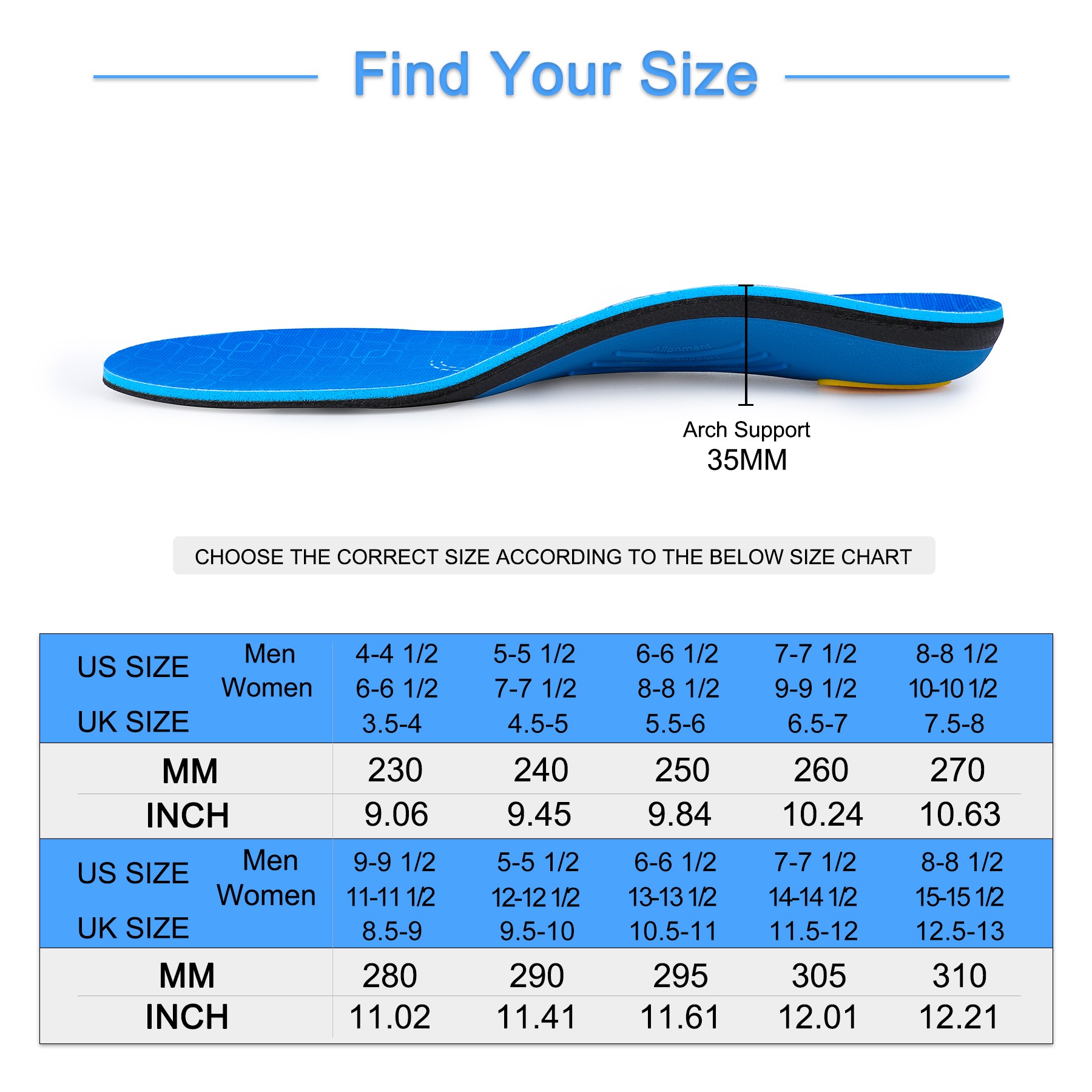 Plantar Fasciitis Arch Support Orthotic Insoles Male Female Shoe Inserts, Flat Feet Orthotic Sole Running Athletic Sports Cushion