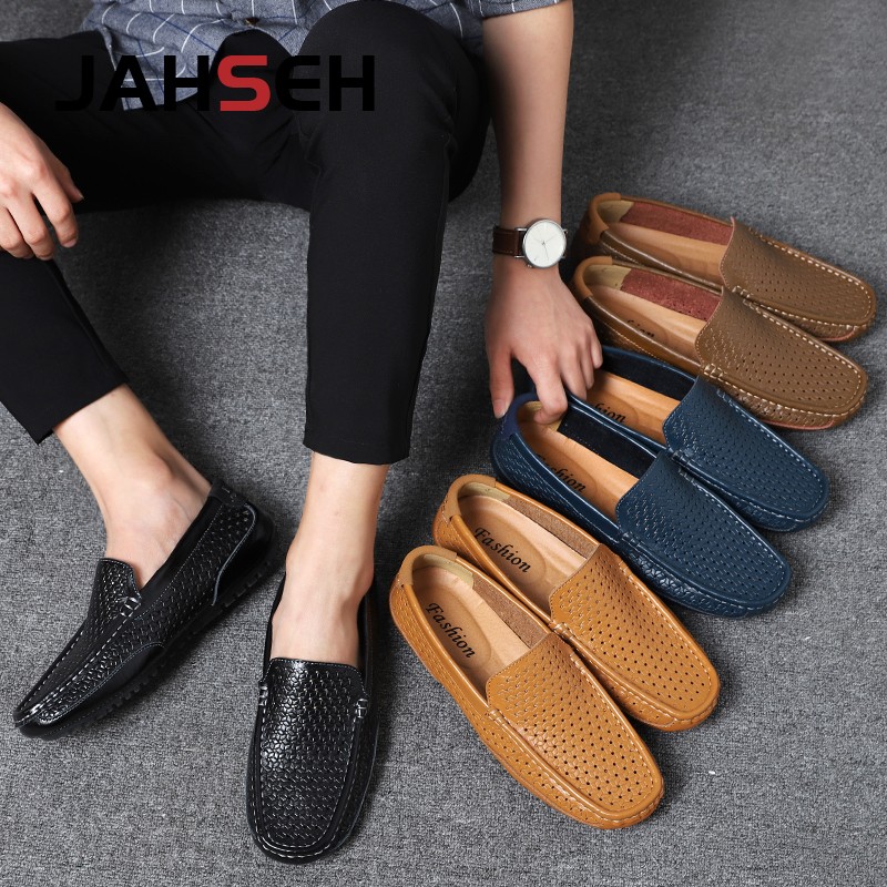 Handmade Genuine Leather Men Loafers Comfortable Slip On Driving Casual Shoes Brand Soft Moccasins Plus Size 37-47 Dropshipping