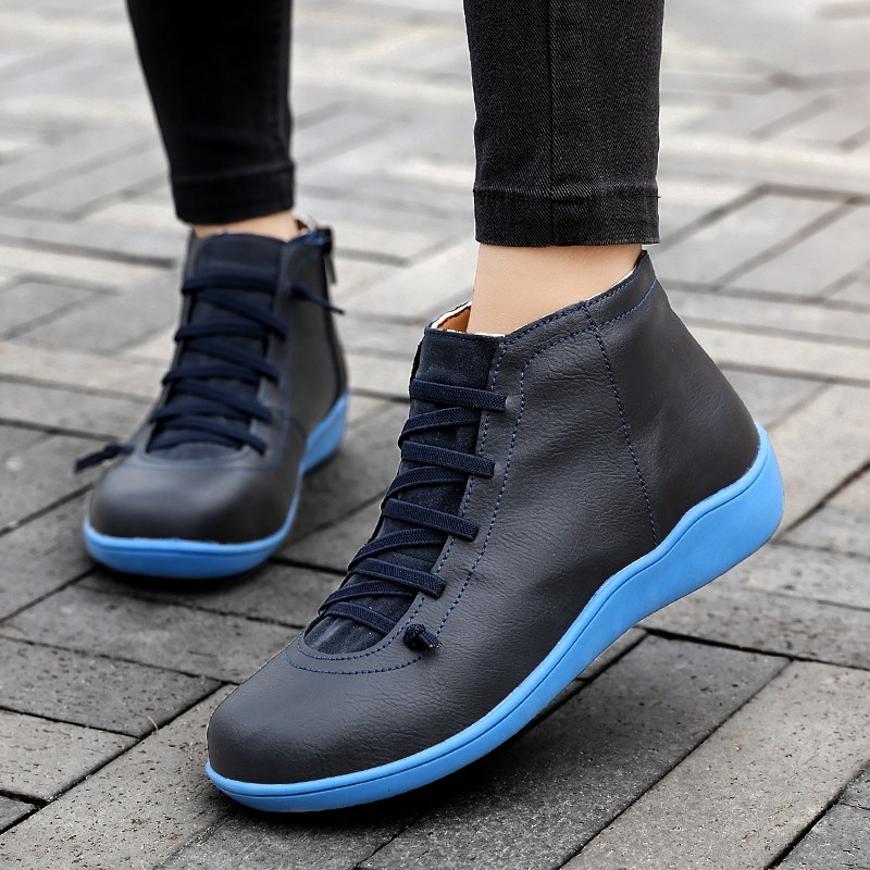 Unisex Ankle Boots Women's Solid Boots Fashion Boots High Cut Women Spring Boots Motorcycle Leather Boots Thigh High Flat Shoes