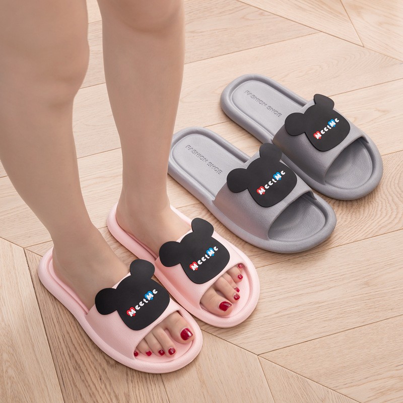 Women Slippers Cartoon Open Toe Bear Slides Non-slip Indoor Bathroom Flip Flops Men Outside Summer Beach Sandals Zapatos Hombre