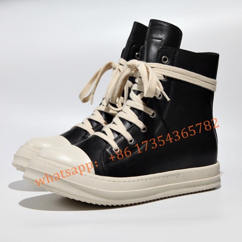 Men\Women Black\White\Orange Canvas Shoes High Flat Vulcanized Shoes Sneaker Genuine Leather Lace Up Design Shoes 2022 New