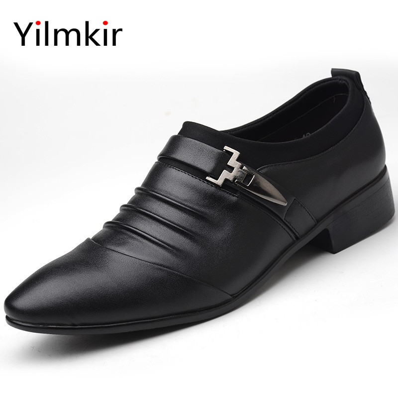 Casual pointed toe formal wear men oxford shoes fashion real business men wear shoes popular banquet all-match flat shoes