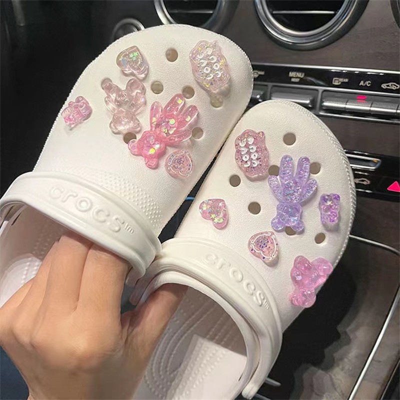 لطيف Crocs السحر الفاخرة مصمم حجر الراين بلينغ اللؤلؤ سلسلة ل Croc حذاء زهرة اكسسوارات هدية ل تسد فتاة