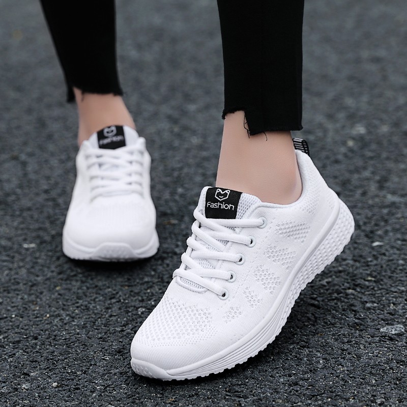 Women's shoes breathable light comfortable sports shoes running shoes white mesh wedges casual chunky vulcanize shoes