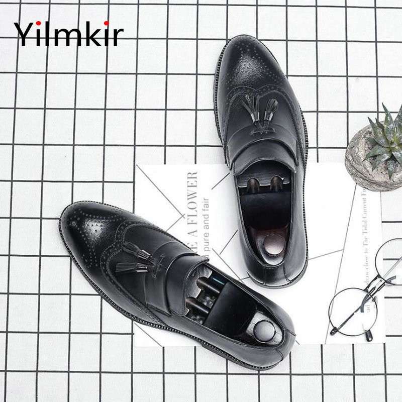 Business office men's formal wear professional all-match flat shoes fashion popular oxford leather party casual walking shoe